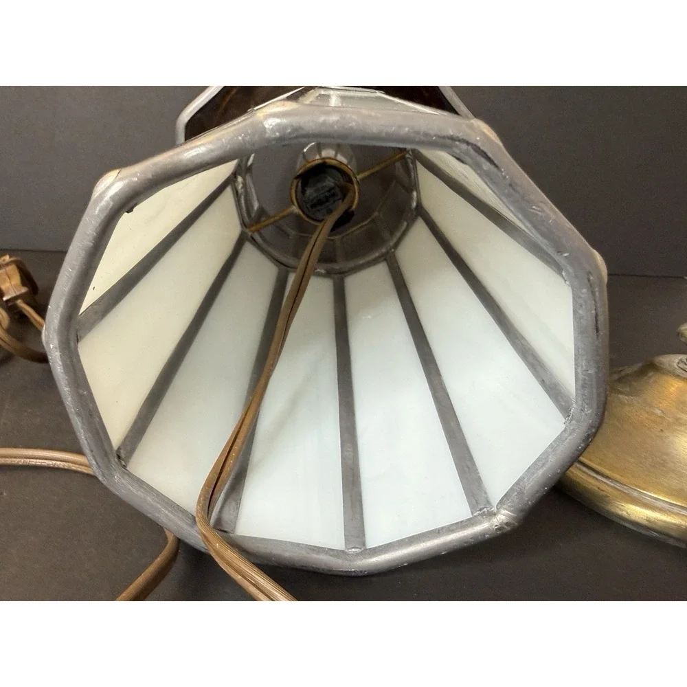 Vintage LG Leaded Slag Glass Lighthouse Accent Table Lamp Nautical Decor 12.5
